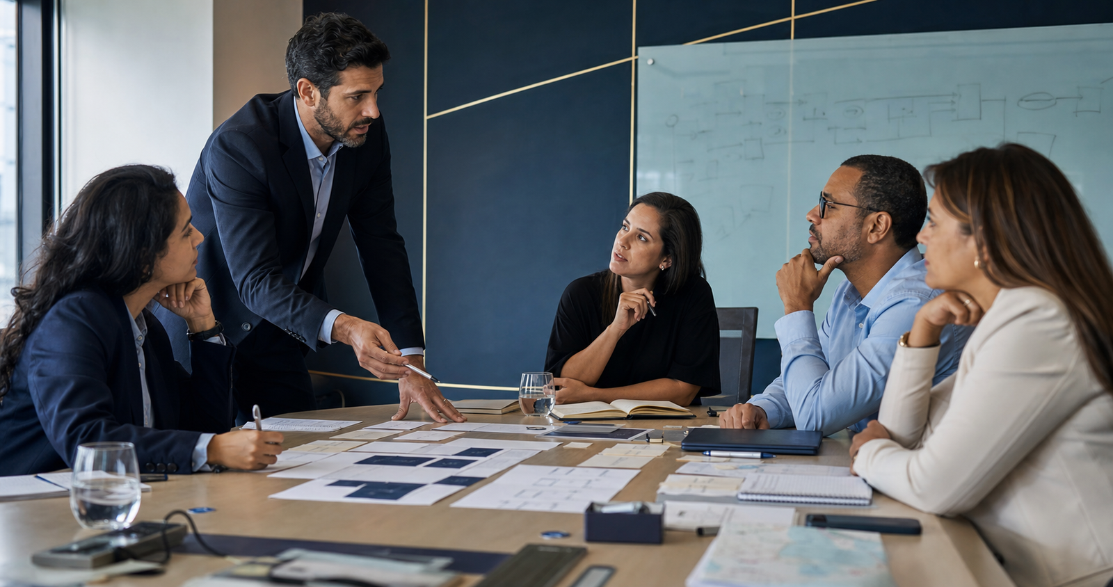 Executivos em workshop de melhoria de processos